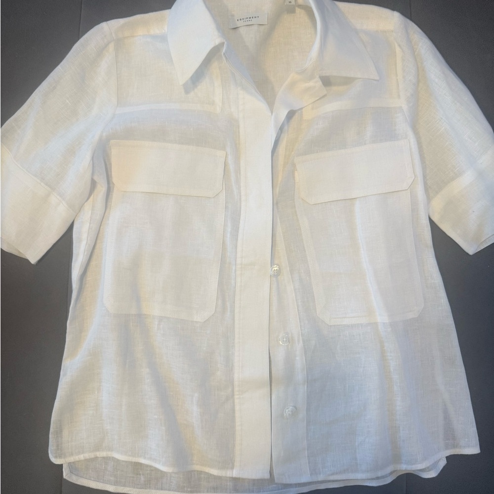 Equipment Casual White Linen Shirt